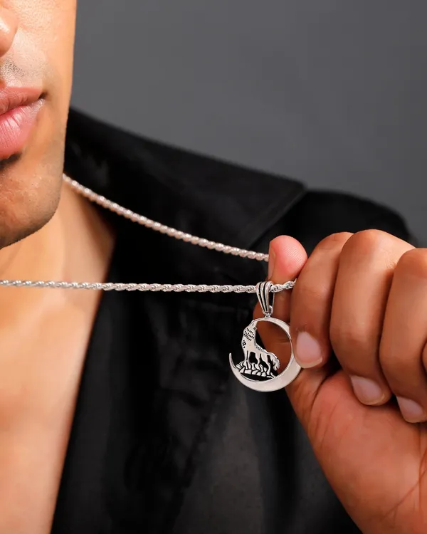 Silver_Midnight_Fox_Pendant_Chain_For_Men