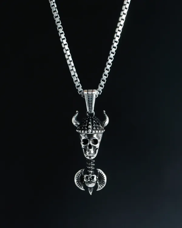 Silver_Sterling_King_Skull_Pendant_Chain_For_Men