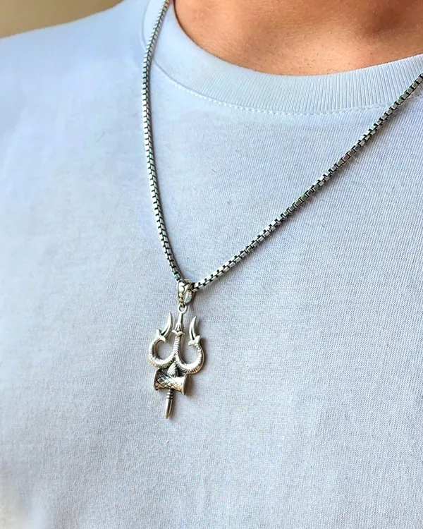 Silver_Trishool_Pendant_Chain_For_Men