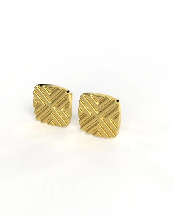 Gold_Sterling_Square_Textured_Gold_Finish_Single_Stud_For_Men