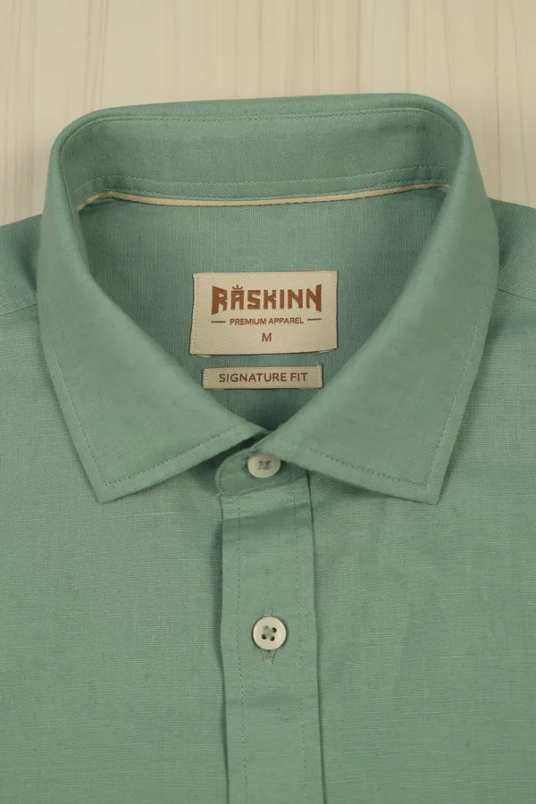 Mint_Green_Cotton_Linen_Casual_Fit_Shirt_For_Men