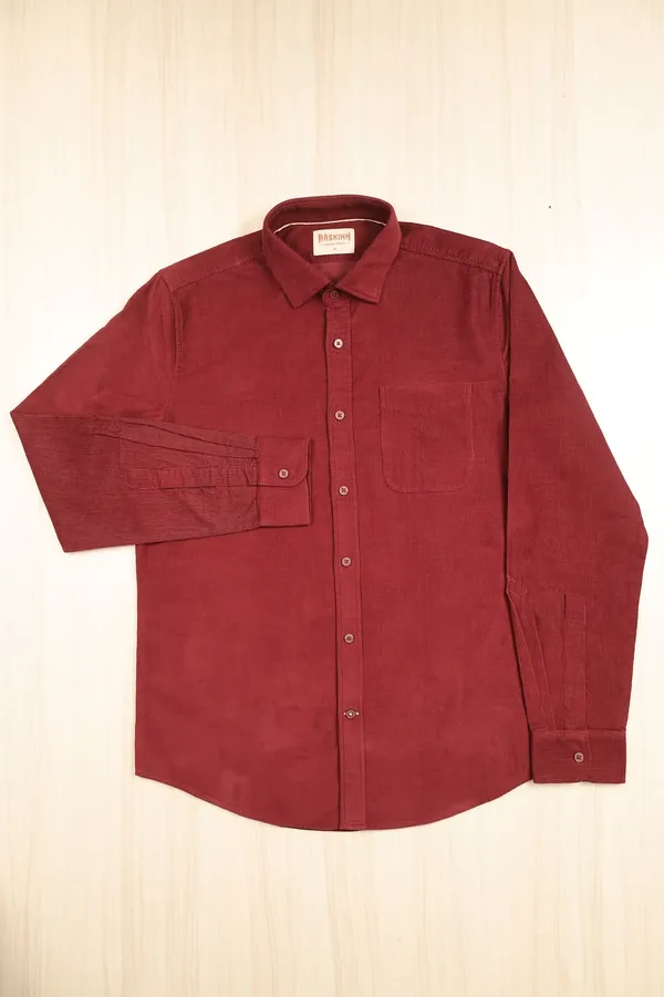 Maroon_Corduroy_Regular_Fit_Kurta_For_Men