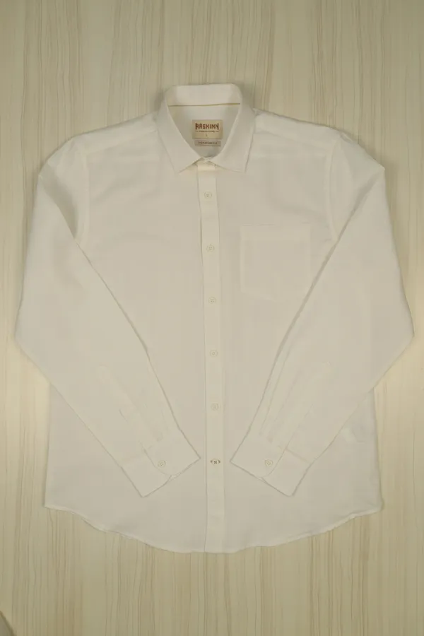 White_Cotton_Linen_Long_Sleeve_Button-Down_Shirt_For_Men