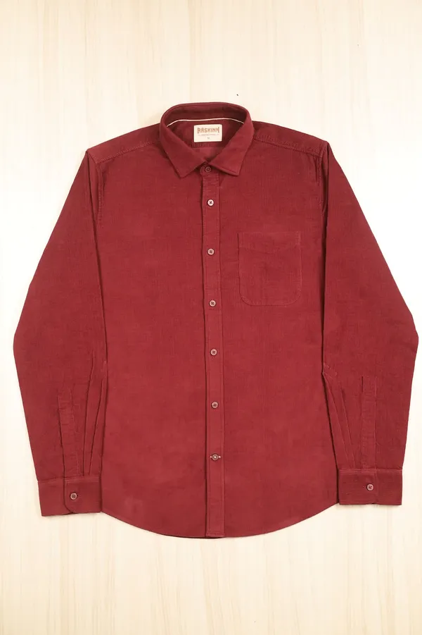 Maroon_Corduroy_Regular_Fit_Kurta_For_Men