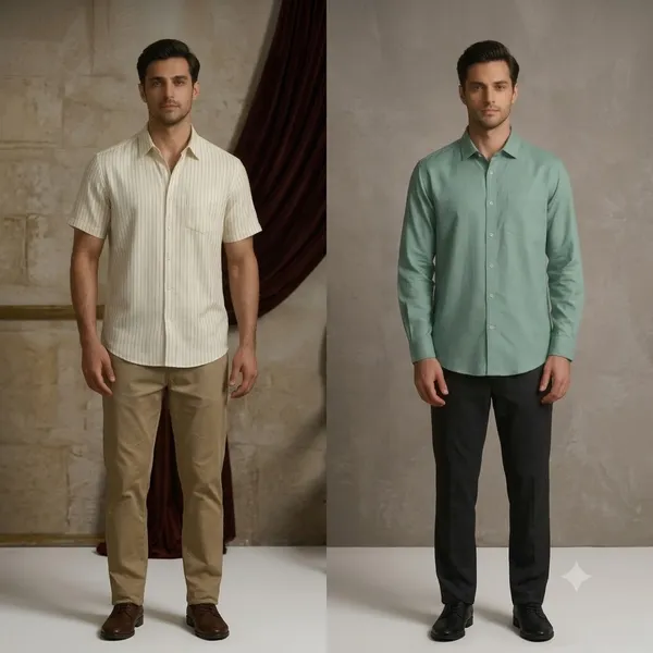 Beige_Stretch_Cotton_Regular_Fit_Striped_And_Mint_Green_Cotton_Linen_Casual_Fit_Shirt_For_Men_Pack_Of_2