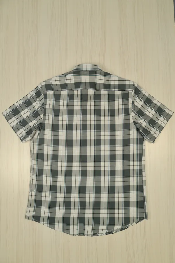 Grey_Cotton_Plaid_Short_Sleeve_Shirt_For_Men