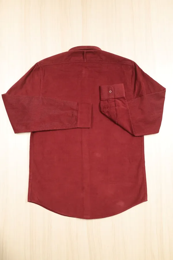 Maroon_Corduroy_Regular_Fit_Kurta_For_Men