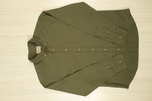 Olive_Cotton_Casual_Long_Sleeve_Shirt_For_Men