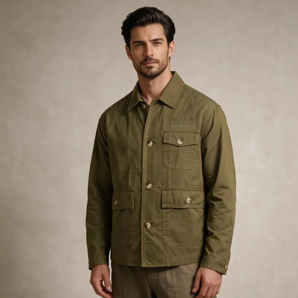 Olive_Green_Cotton_Signature_Fit_Utility_Shacket_For_Men