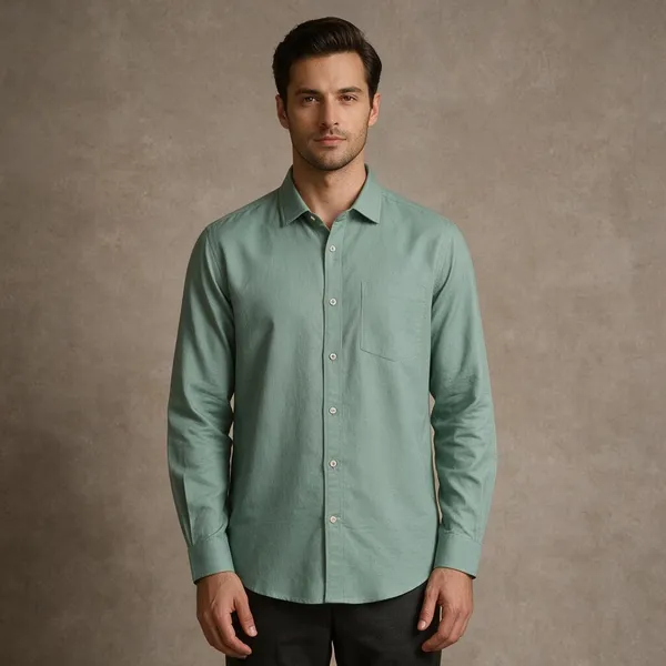 Mint_Green_Cotton_Linen_Casual_Fit_Shirt_For_Men