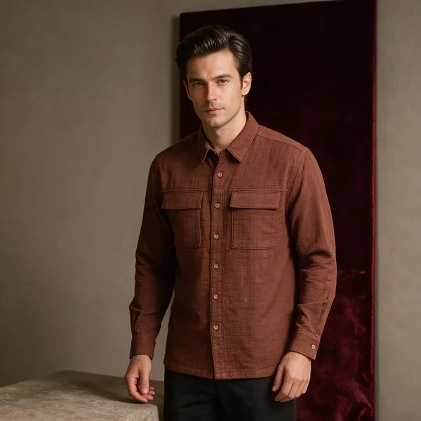 Brown_Cotton_Regular_Fit_Textured_Shacket_For_Men