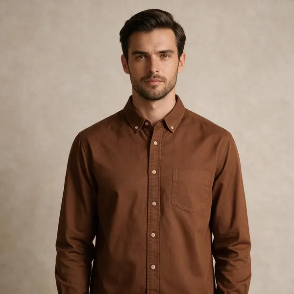 Brown_Cotton_Full_Sleeve_Button-Down_Shirt_For_Men