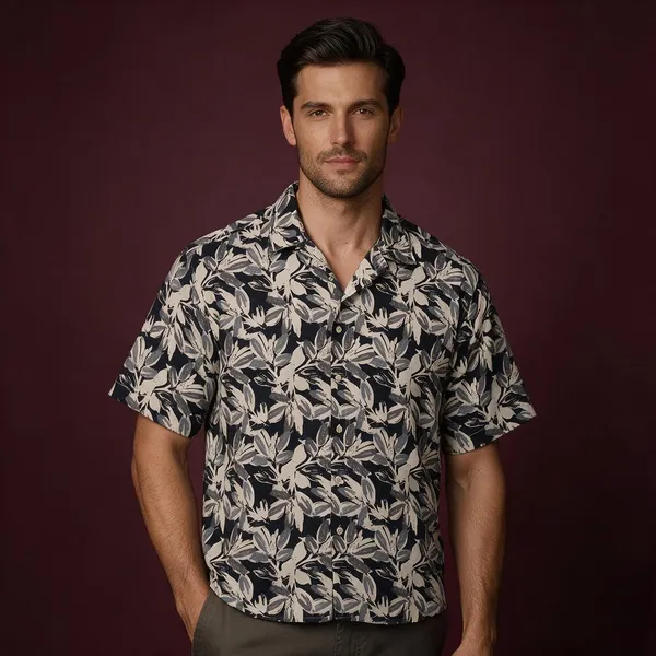 Black_Cotton_Casual_Floral_Print_Shirt_For_Men