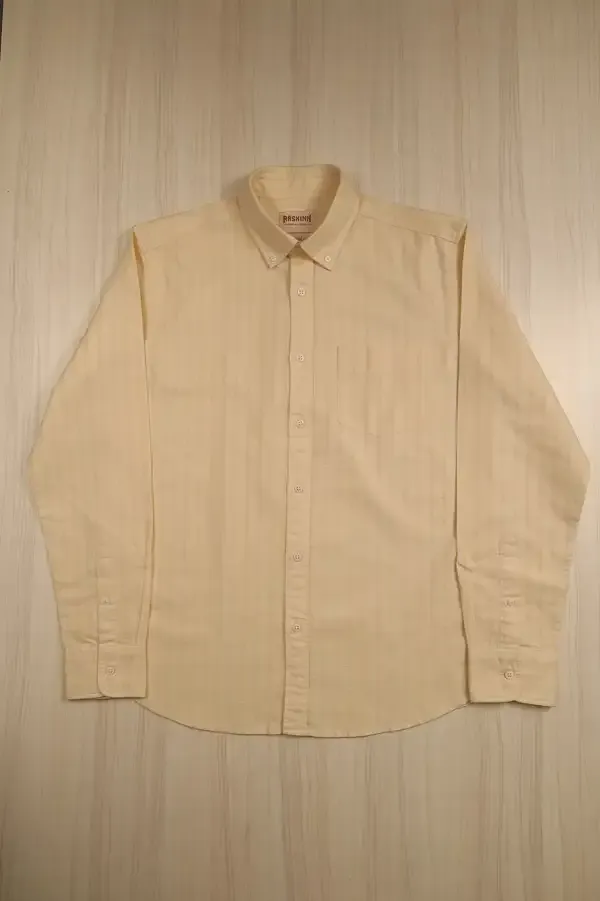 Cream_Cotton_Regular_Fit_Textured_Shirt_And_Olive_Green_Cotton_Signature_Fit_Utility_Shacket_For_Men_Pack_Of_2