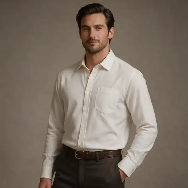White_Cotton_Linen_Long_Sleeve_And_Brown_Cotton_Full_Sleeve_Button-Down_Shirt_For_Men_Pack_Of_2