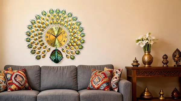 Quxis_Metallic_Peacock_Decorative_Wall_Clock