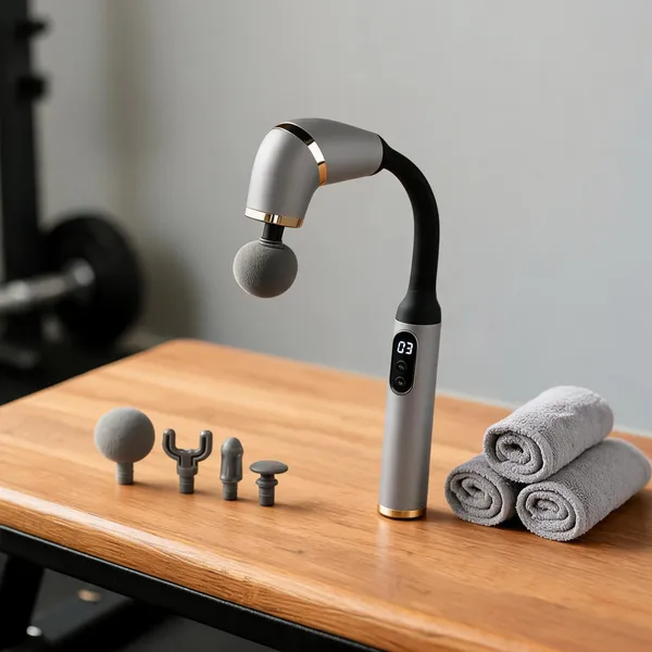 Quxis_Grey_Handheld_Massage_Gun_With_4_Massage_Heads