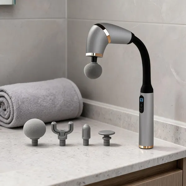 Quxis_Grey_Handheld_Massage_Gun_With_4_Massage_Heads