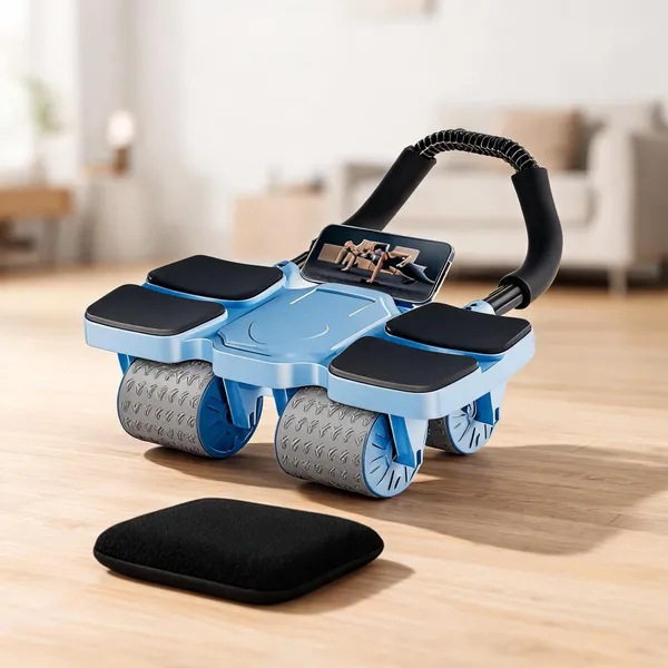 Quxis_Blue_Four-Wheel_Abdominal_Roller_With_Knee_Pads