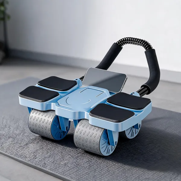 Quxis_Blue_Four-Wheel_Abdominal_Roller_With_Knee_Pads