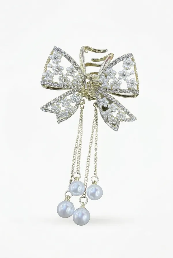 Silver_Pearl__And_Metal_Hair_Clip_For_Women