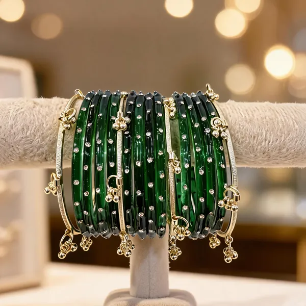 Green_Glass_Bangle_Set_For_Women_Set_Of_16