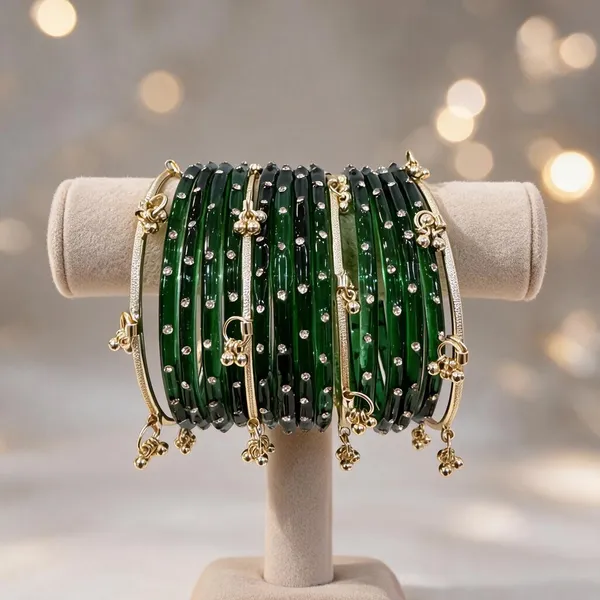 Green_Glass_Bangle_Set_For_Women_Set_Of_16
