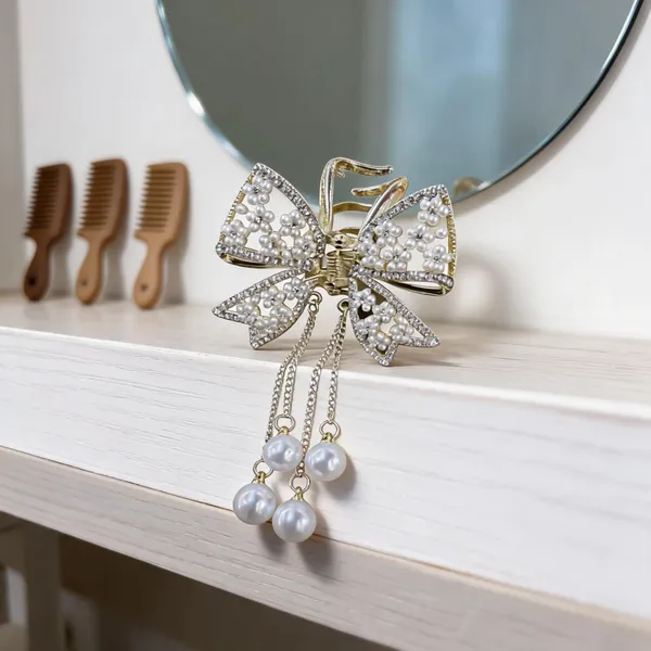 Silver_Pearl__And_Metal_Hair_Clip_For_Women