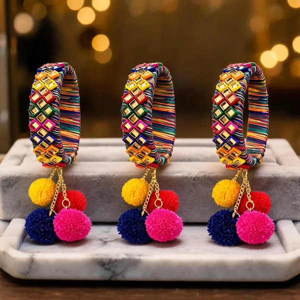 Multicolor_Wool__And_Metal_Bracelet_For_Women