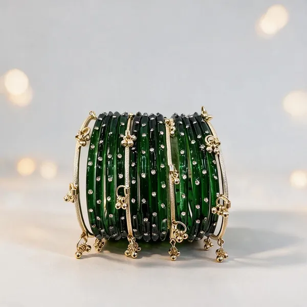Green_Glass_Bangle_Set_For_Women_Set_Of_16