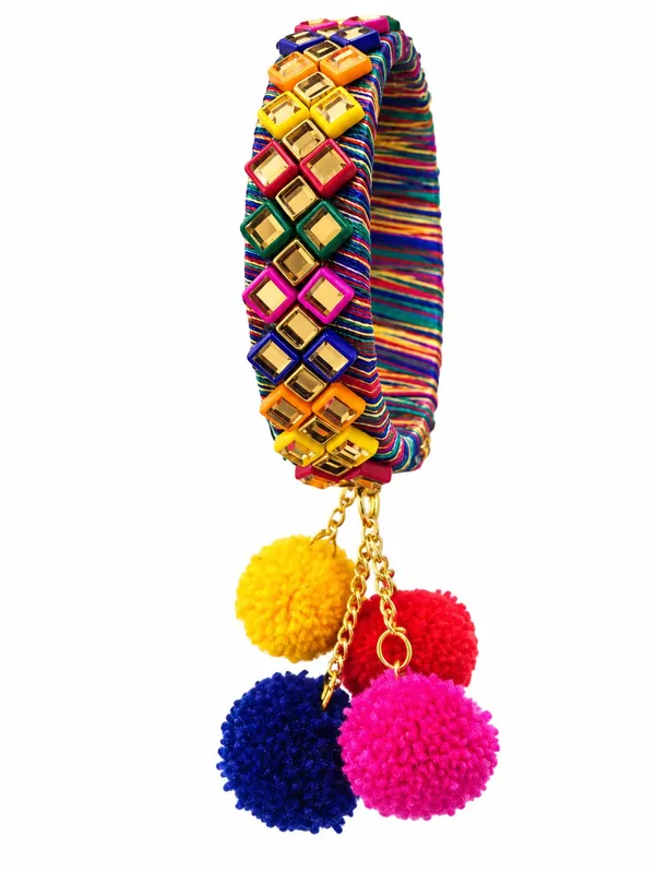 Multicolor_Wool__And_Metal_Bracelet_For_Women