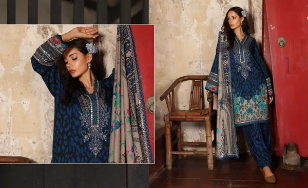 Blue_Printed_Kurta_Set_For_Women