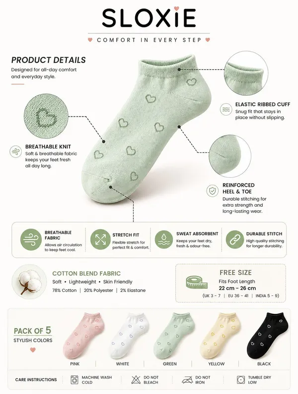 Sloxie_Unisex_Woven_Peds/Footie/No-Show_(Pack_of_5)