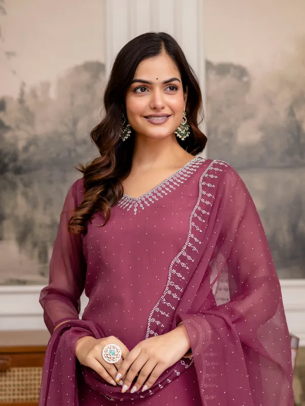 Pink_Chiffon_Siroski_Zarkan_work_Kurta_Pant_Set_with_Dupatta_for_Women