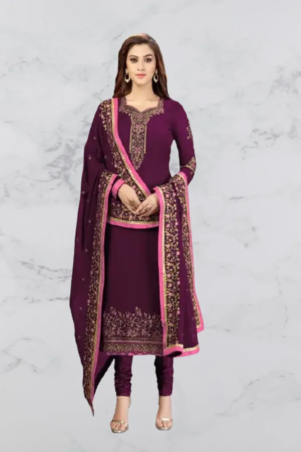 Purple_Georgette_Straight_Stone_Embroidery_Kurta_Pant_Set_With_Dupatta_For_Women
