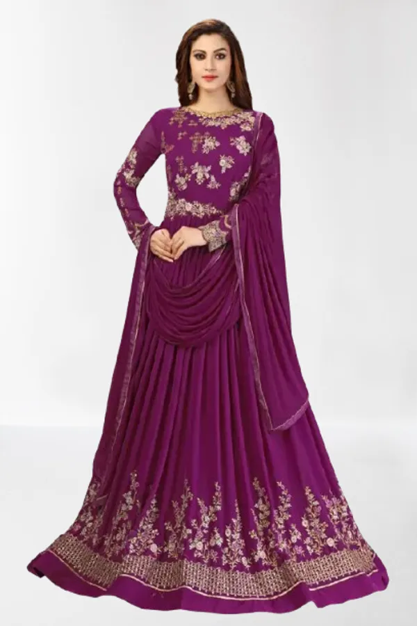 Purple_Georgette_Embroidery_Anarkali_Kurta_Pant_Set_For_Women