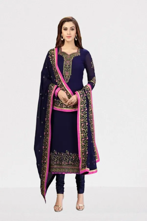 Blue_Georgette_Straight_Embroidery_Stone_Work_Kurta_Pant_Set_With_Dupatta_For_Women
