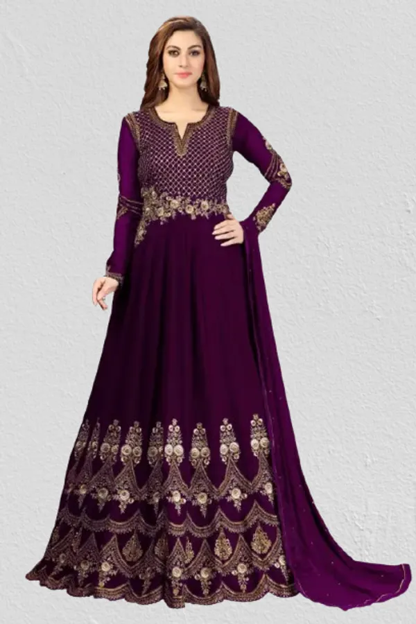 Purple_Georgette_Pleated_Anarkali_Stone_Embroidery_Kurta_Pant_Set_With_Dupatta_For_Women