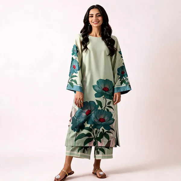 Sage_Green_Floral_Print_Straight_Kurta_Set_For_Women