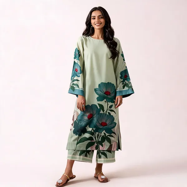 Sage_Green_Floral_Print_Straight_Kurta_Set_For_Women