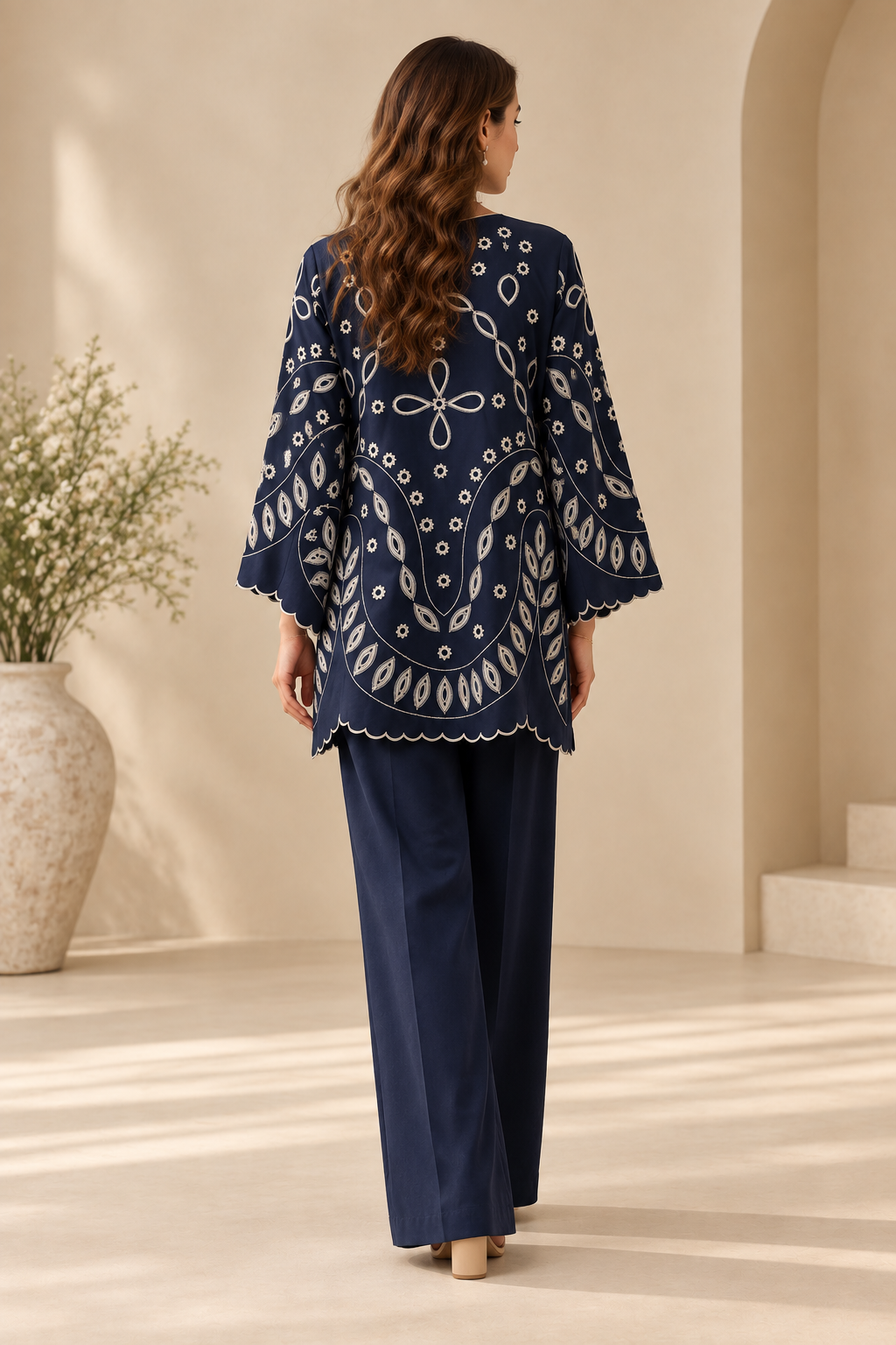 Navy_Printed_Flared_Kurta_Set_for_Women
