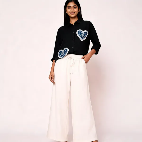 Black_Casual_Shirt_And_White_Pants_Co-Ord_Set_For_Women