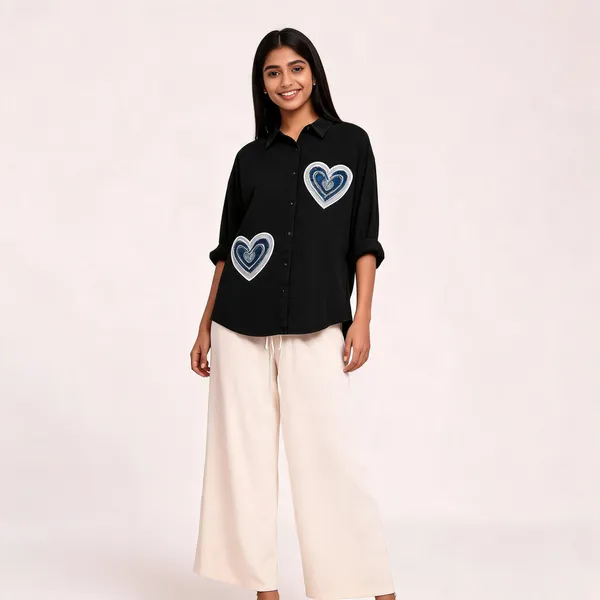 Black_Casual_Shirt_And_White_Pants_Co-Ord_Set_For_Women