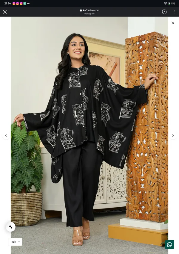 Black_Printed_Loose_Fit_Kaftan_Top_For_Women
