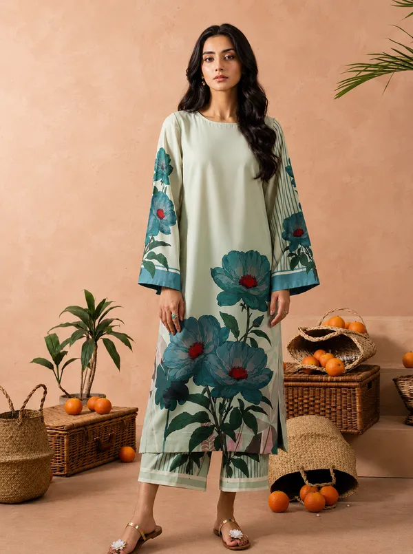 Sage_Green_Floral_Print_Straight_Kurta_Set_For_Women