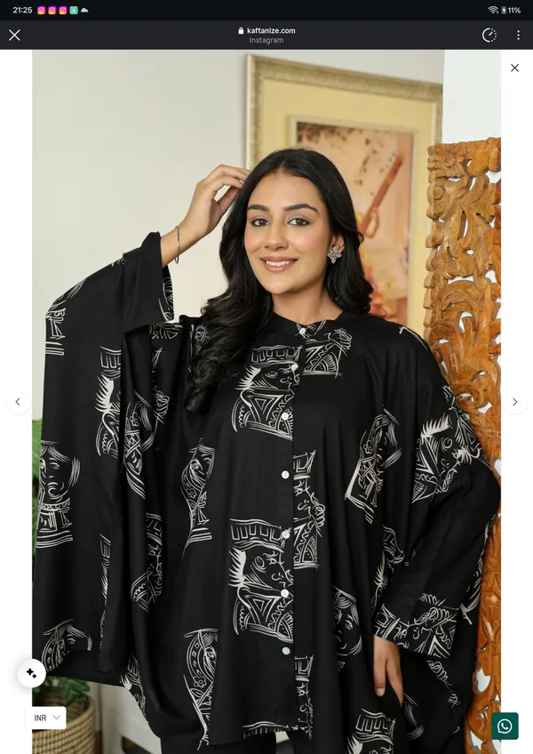 Black_Printed_Loose_Fit_Kaftan_Top_For_Women
