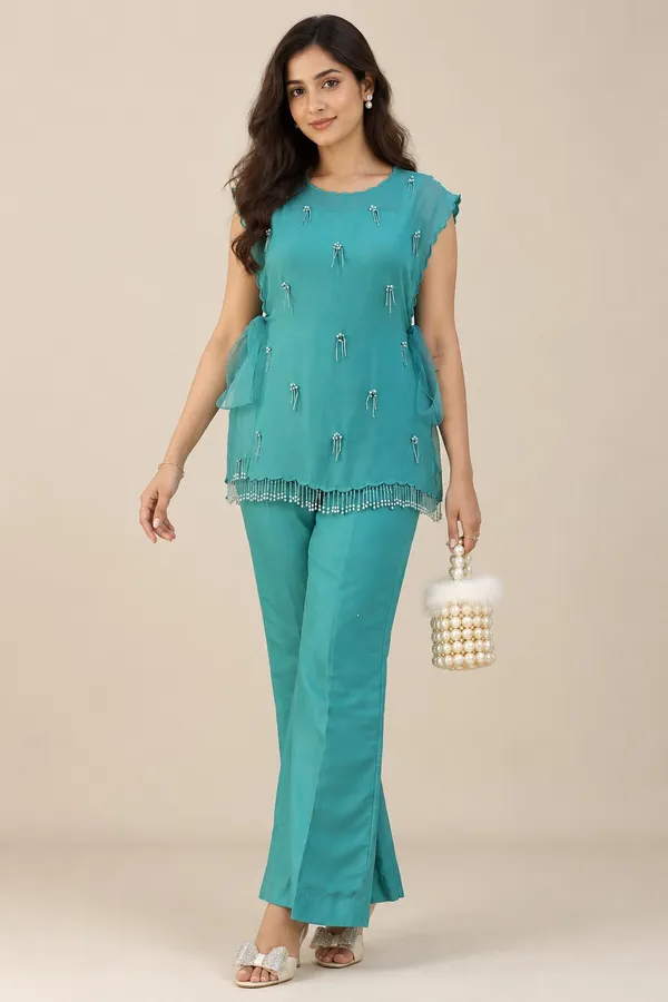 Teal_Embellished_Kurta_Set_for_Women