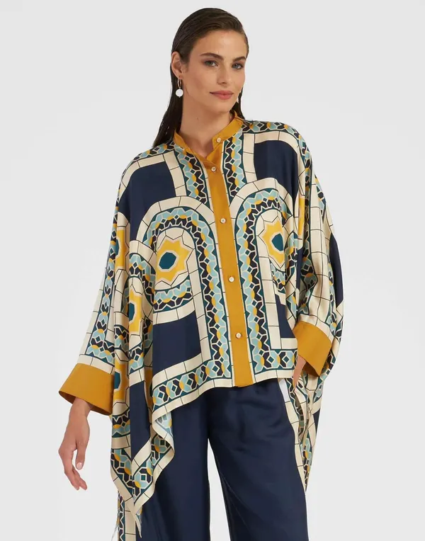 Navy_Printed_Cape_Style_Co_Ord_Set_For_Women