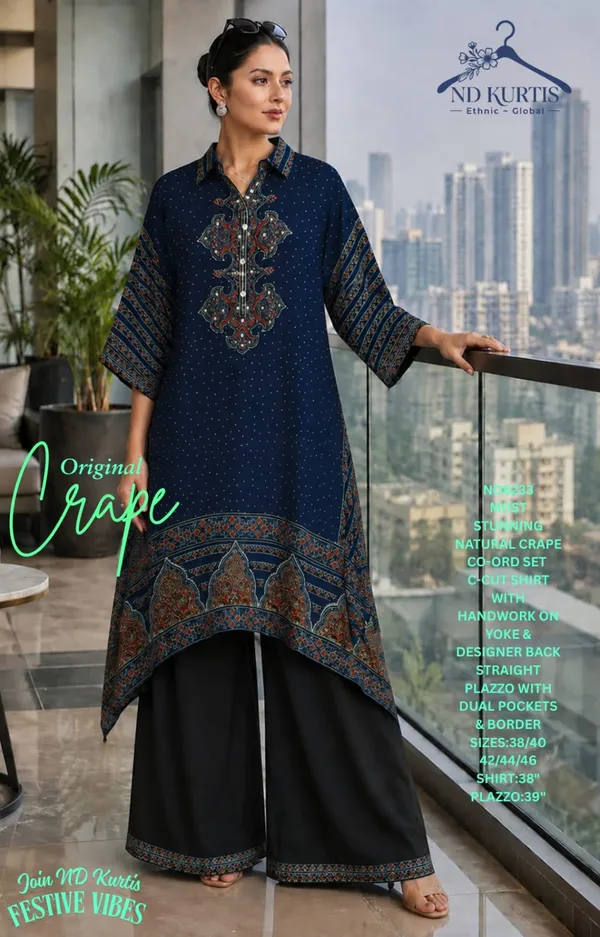 Navy_Crepe_Straight_Kurta_Palazzo_Co-Ord_Set_For_Women