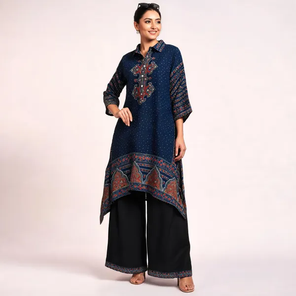 Navy_Crepe_Straight_Kurta_Palazzo_Co-Ord_Set_For_Women